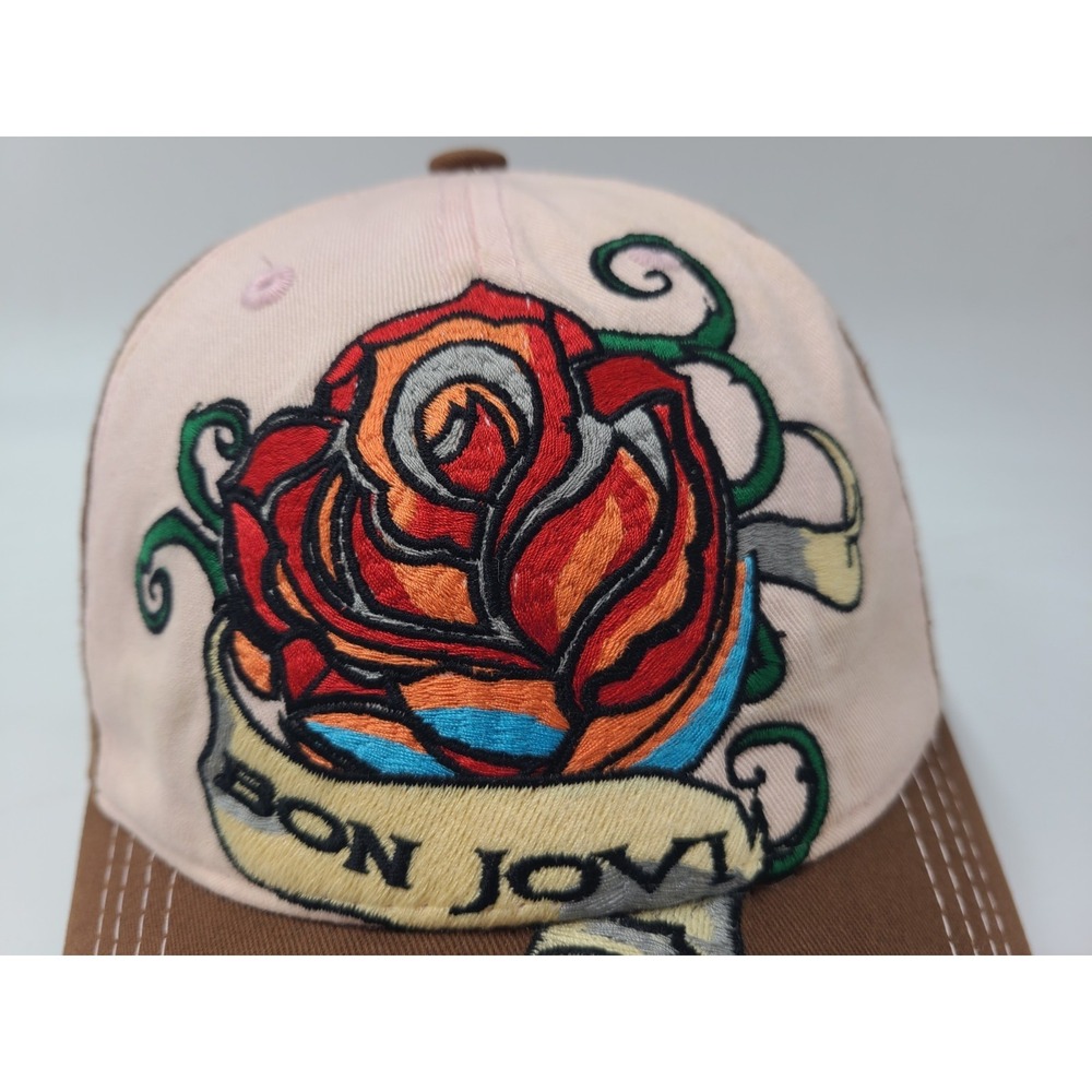 Women Bon Jovi Rose Adjustable Hat Cap Cotton Casual Rock Band Music Pink Brown - Picture 4 of 15